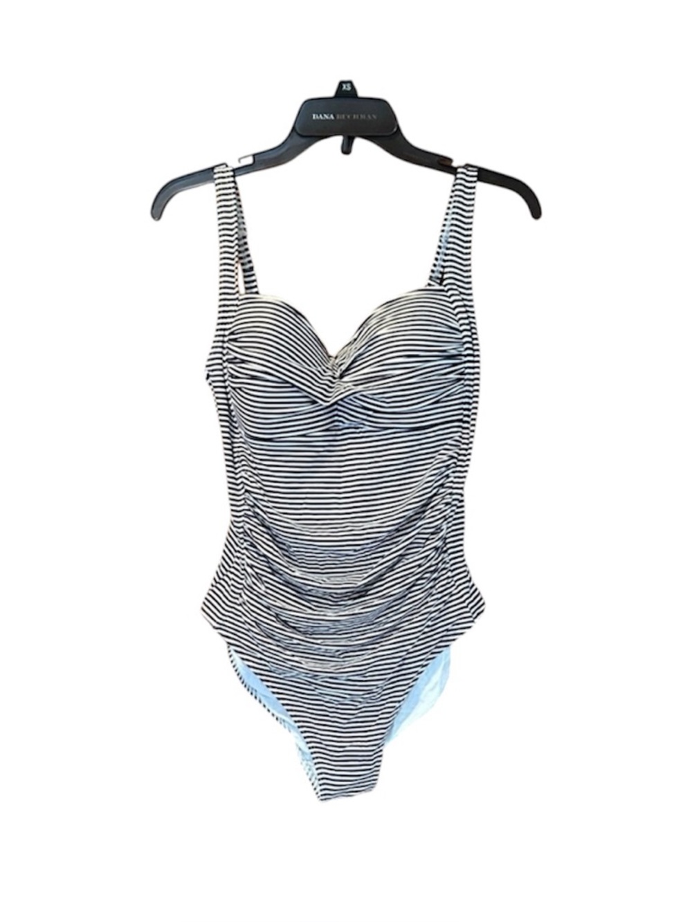 Bond-Eye Australia Size 10 Ruched One Piece Navy & White Swimsuit Swim Suit
